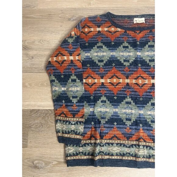 Denim & Supply Ralph Lauren Women's XL Blue Orange Southwestern Sweater Boxy - Picture 3 of 8